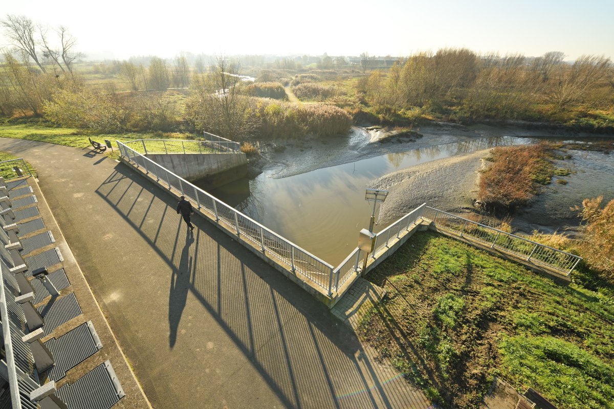 Sluis Bergenmeersen zicht op slikken en schorren 