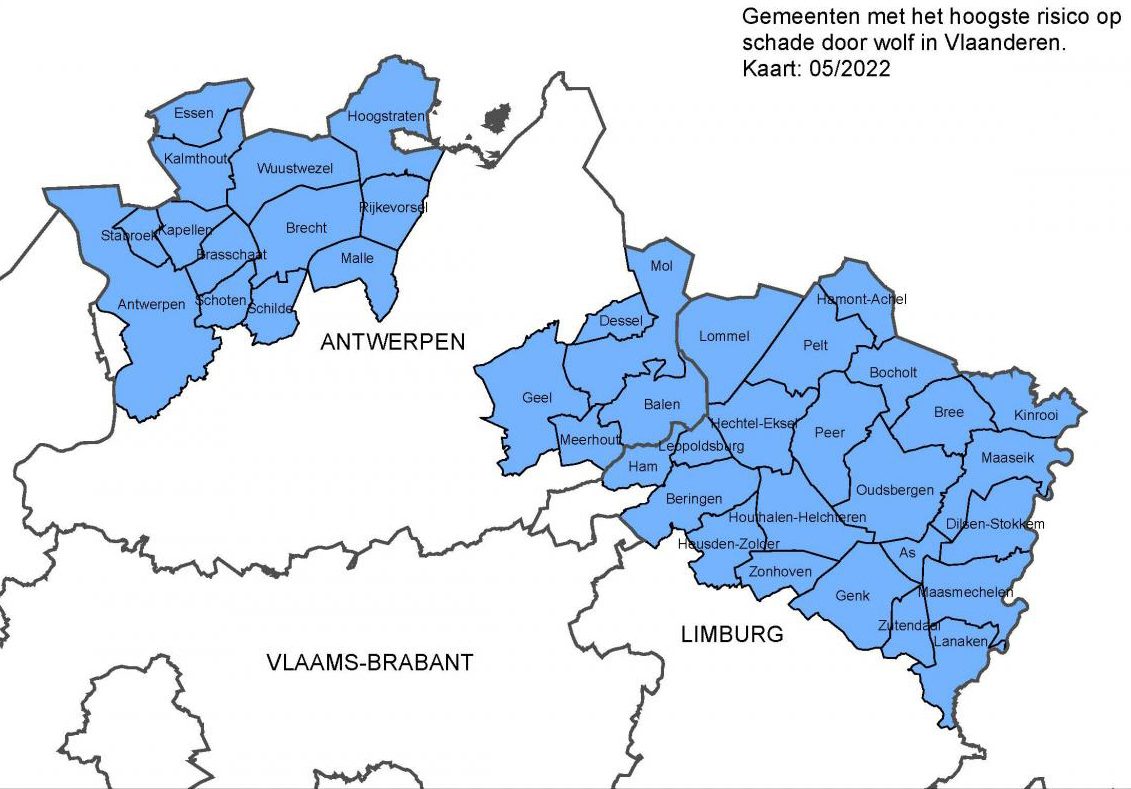 Kaart overzicht gemeenten met het meeste risico op schade