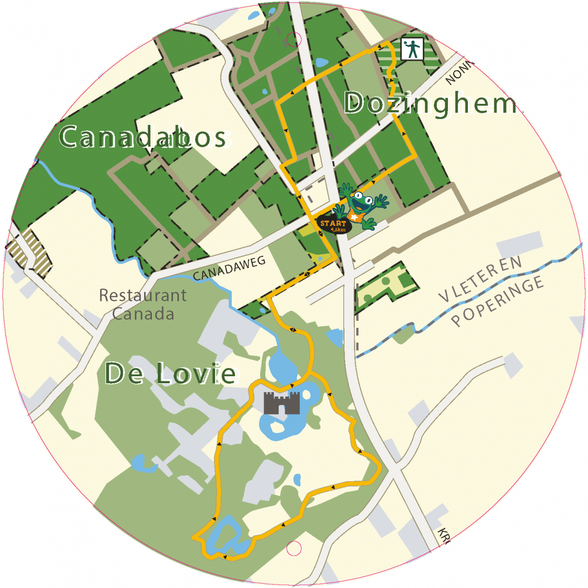 Uitgestippelde route van multimovepad Sixtusbossen