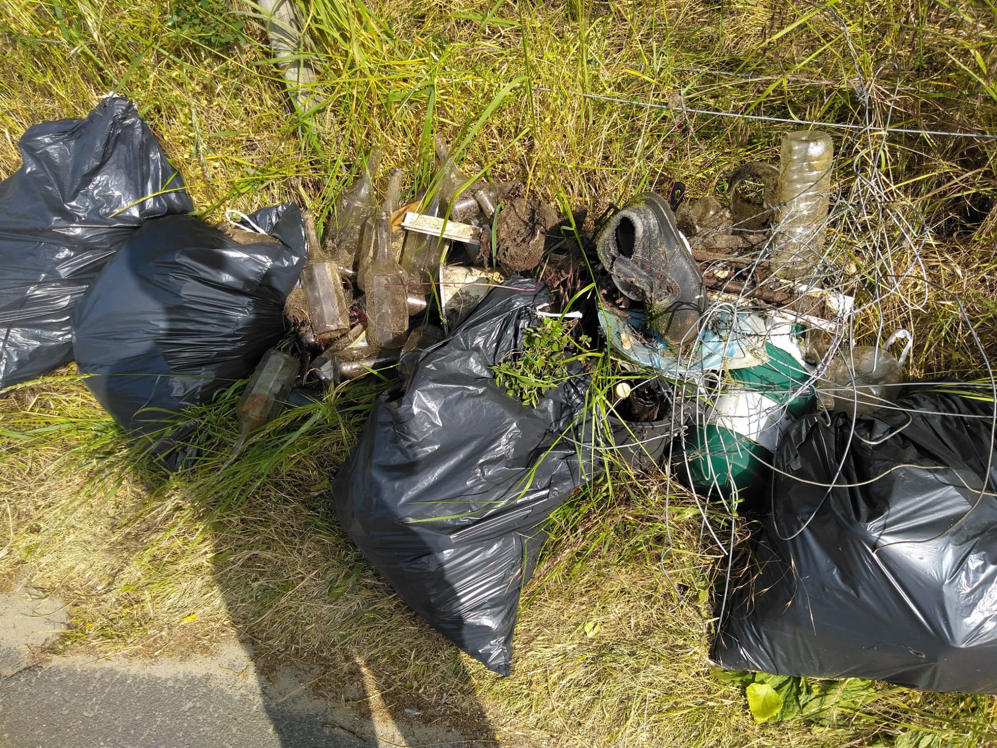 Allerlei afval dat gevonden, verzameld en afgevoerd werd tijdens de werkzaamheden. © Hans Claes - Natuurpunt
