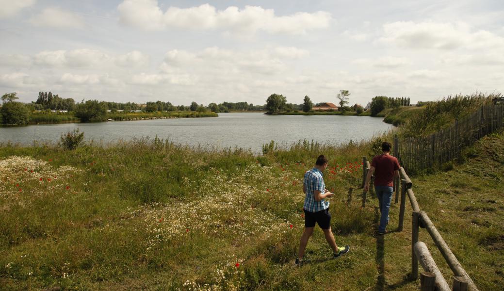 wandelaars in het landschap