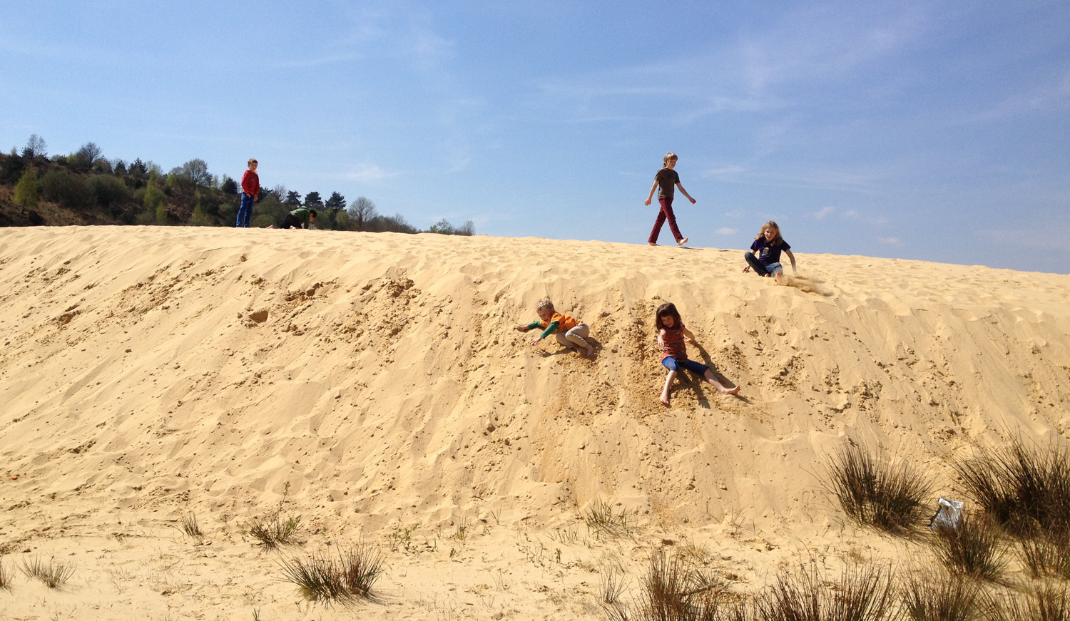 Kinderen spelen op een duin